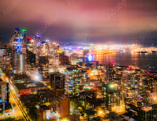 Photography city skyline at night
