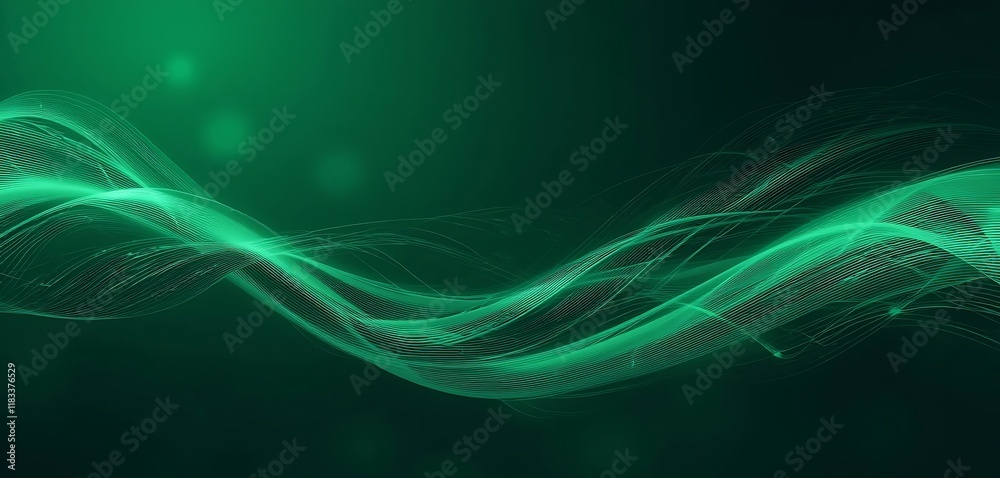 Naklejka premium Abstract Green Wave Lines Flowing Design