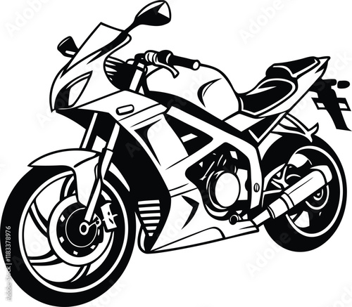 Motorcycle silhouette vector illustration, Motorcycle line art vector