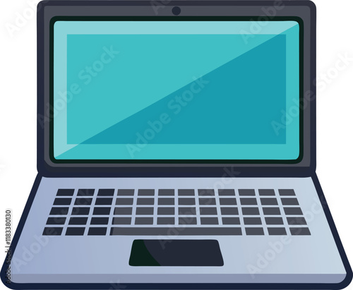 Laptop flat vector illustration. Computer laptop cartoon with blank screen
