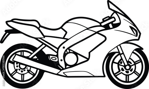 Motorcycle silhouette vector illustration, Motorcycle line art vector