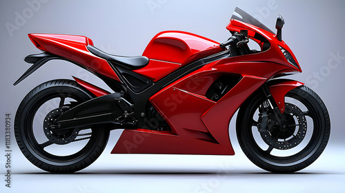 Sleek Red Sportbike 3D Model Render photo