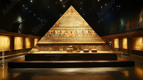 Pyramid enriched with ancient decorative art