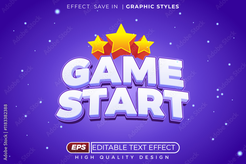 Editable 3d text effect game start Editable 3d text effect game start