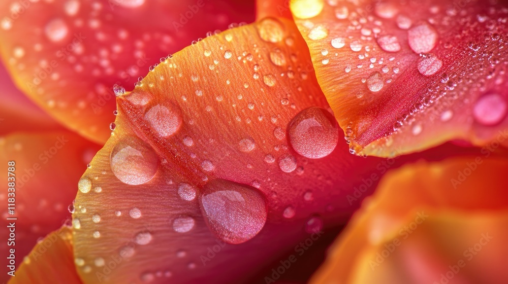 Close-up of blooming tulips with dewdrops on petals, soft natural light, no people, clear copy space Close-up of blooming tulips with dewdrops on petals, soft natural light, no people, clear copy space