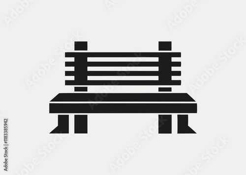 park bench, stylized cityscape, minimalist design, black and white illustration, geometric shapes, urban landscape, skyline silhouette, trees, iconic buildings, simple lines, graphic art, vector style
