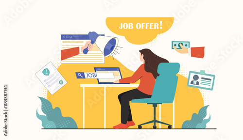 Job offer and recruitment illustration design for a professional and inviting hiring process.