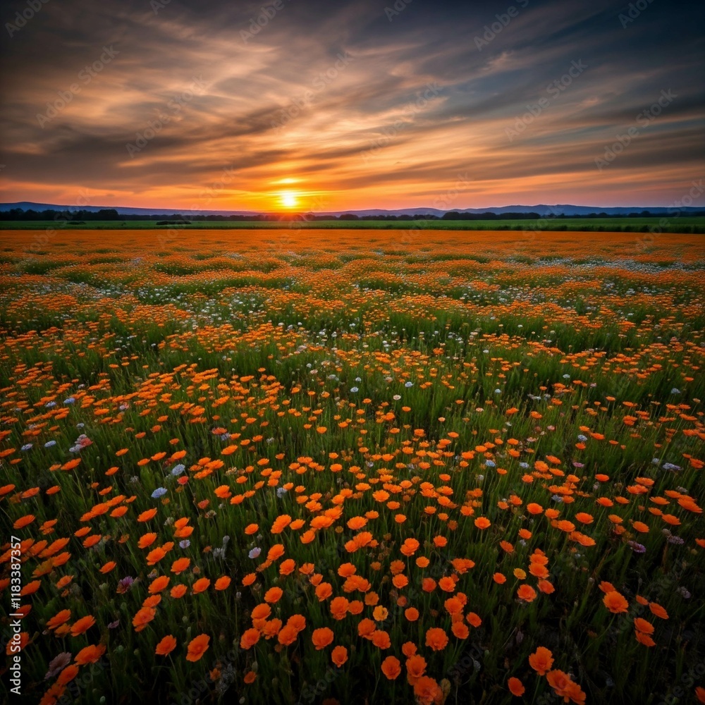 Fototapeta premium sunset over the field