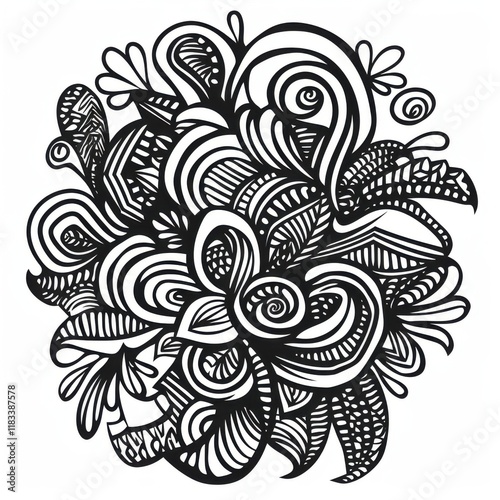 Decorative Elements in the Form of Abstract Doodle Shapes