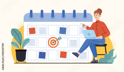 Work planning illustration for task management concepts, focusing on efficiency and organization.