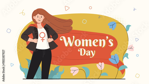 Women's Day empowerment illustration for social media campaigns celebrating equality.