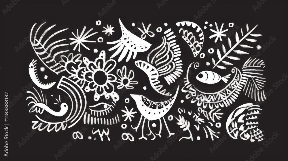 Decorative Elements in the Form of Abstract Doodle Shapes Decorative Elements in the Form of Abstract Doodle Shapes