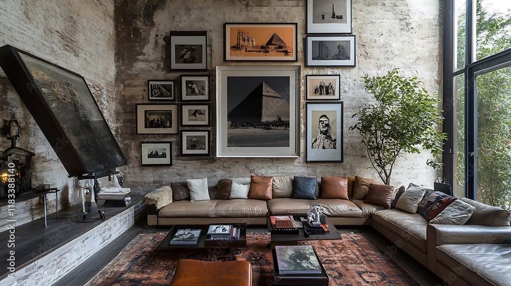 Fototapeta premium Pyramid adorned with historic wall art