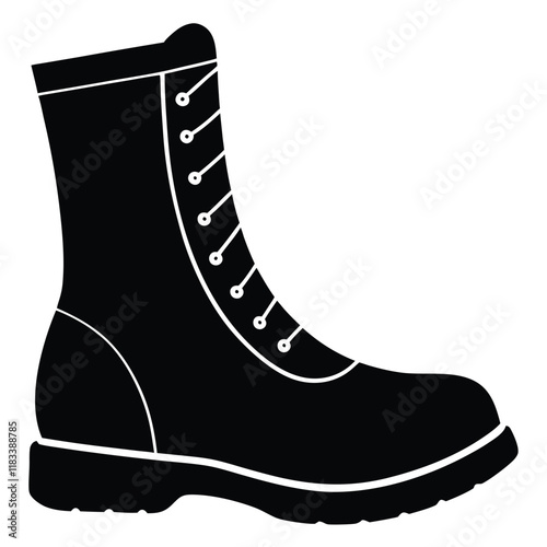 A basic boot shape with a flat sole and lace details, vector design.