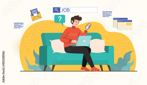 Interactive job searching illustration for modern employment concepts and easy navigation.