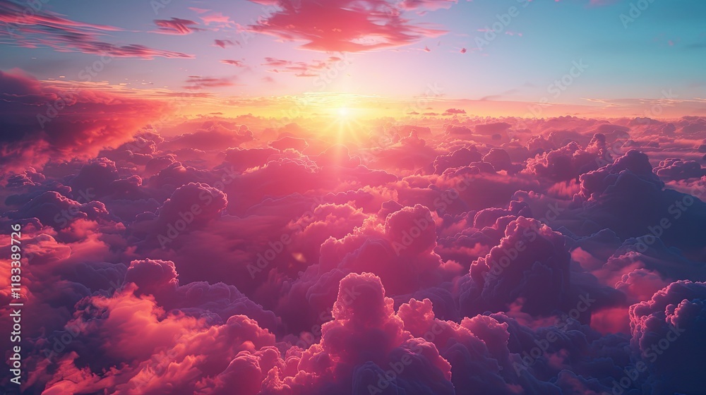 Fototapeta premium dark navy blue-navy blue-bright fuchsia pink hyper realistic mysterious professional photo dark navy blue-bright pink fuchsia stunning lucid dream sunrise among the beautiful clouds