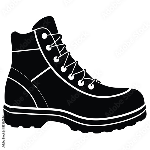 A basic boot shape with a flat sole and lace details, vector design.