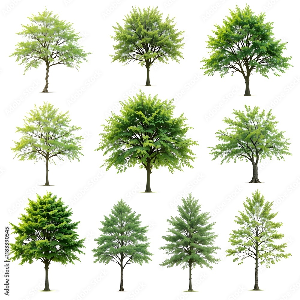 Fototapeta premium Collection of Isolated Trees with Cutout Path for Design and Creative Projects
