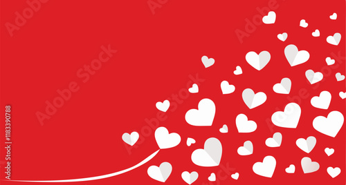 Red Heart Pattern on White Background Ideal for Valentine's Day, Love Themes, and Romantic Designs

