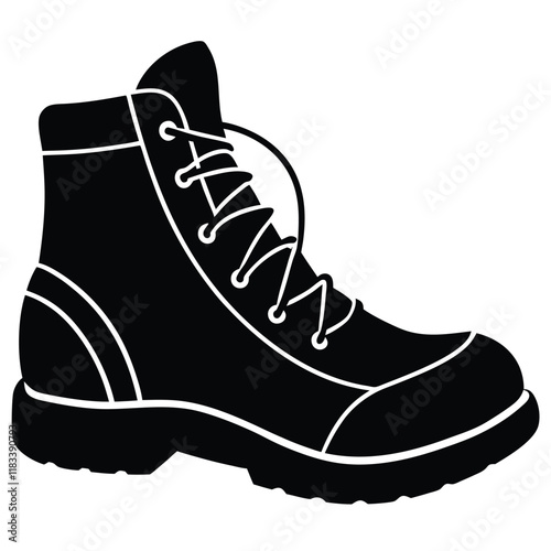 A basic boot shape with a flat sole and lace details, vector design.