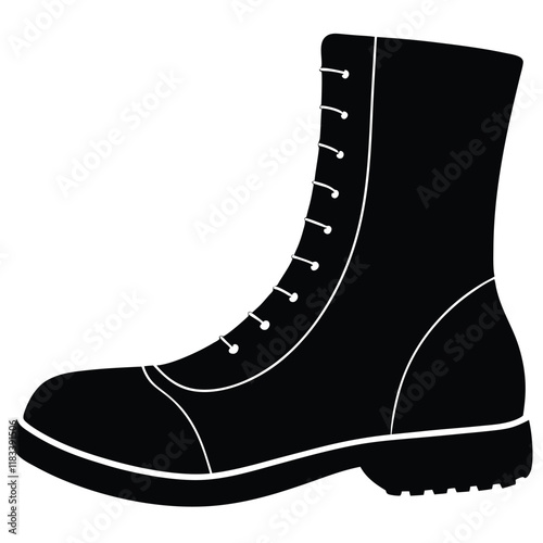 A basic boot shape with a flat sole and lace details, vector design.