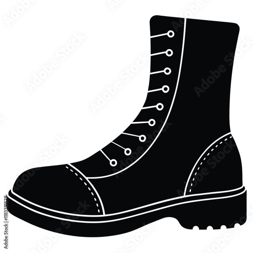 A basic boot shape with a flat sole and lace details, vector design.