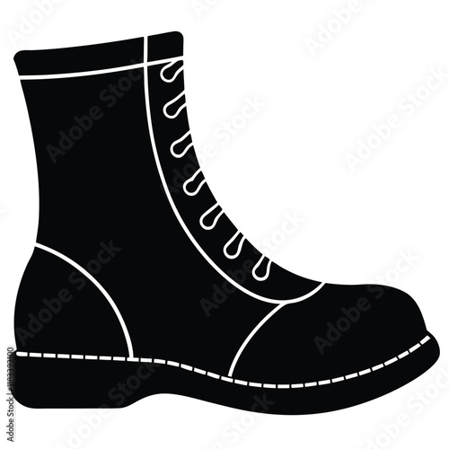 A basic boot shape with a flat sole and lace details, vector design.