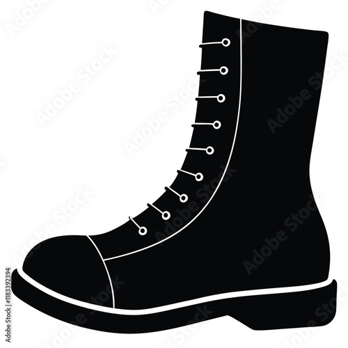 A basic boot shape with a flat sole and lace details, vector design.