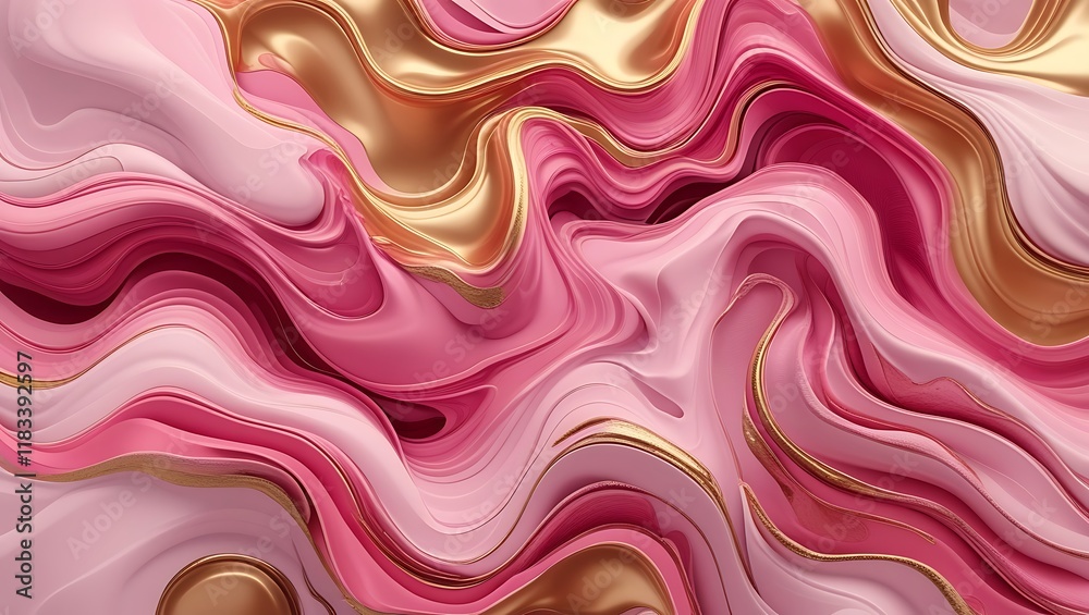 Abstract Pink and Gold Swirling Liquid Design Abstract Pink and Gold Swirling Liquid Design