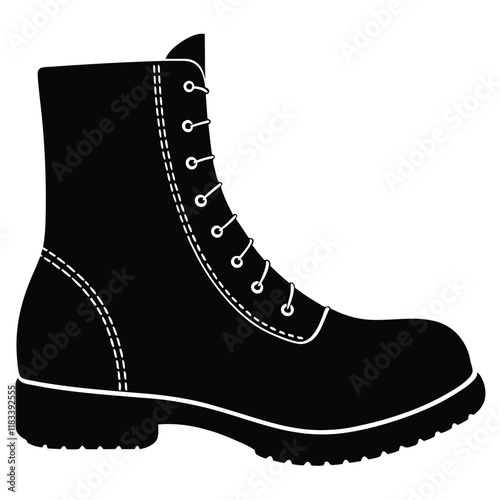 A basic boot shape with a flat sole and lace details, vector design.