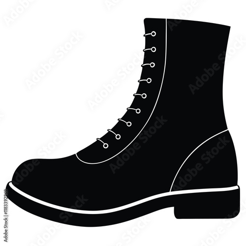 A basic boot shape with a flat sole and lace details, vector design.