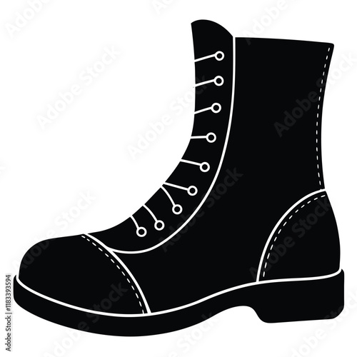 A basic boot shape with a flat sole and lace details, vector design.