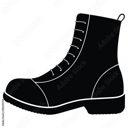 A basic boot shape with a flat sole and lace details, vector design.