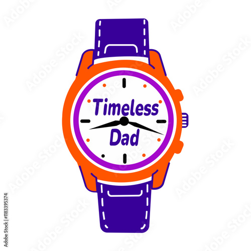 Wristwatch with timeless dad typography, flat sticker