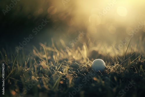 Golf ball grass sunlight outdoors. photo