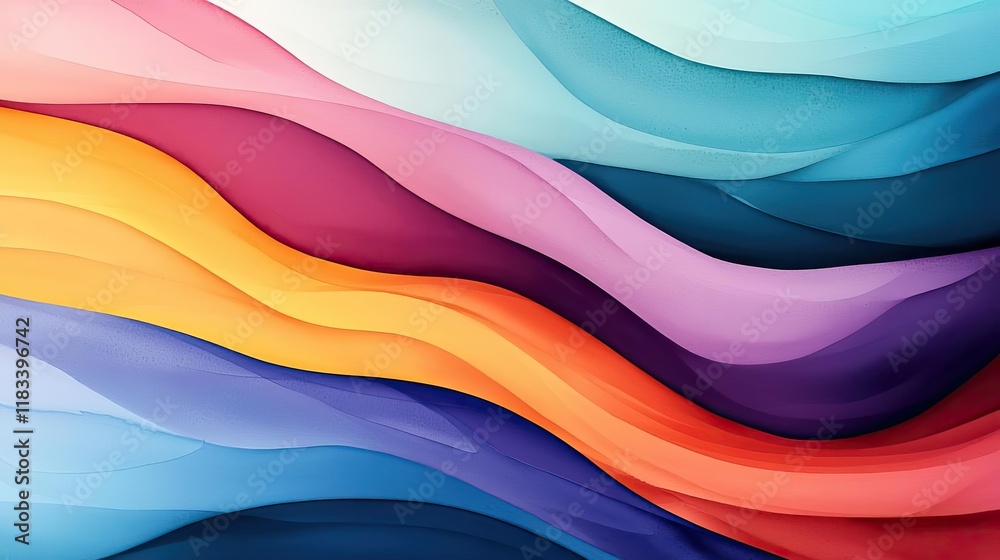 Obraz premium Watercolor abstract background idea. Colorful wave patterns create a vibrant and dynamic abstract design for creative projects.