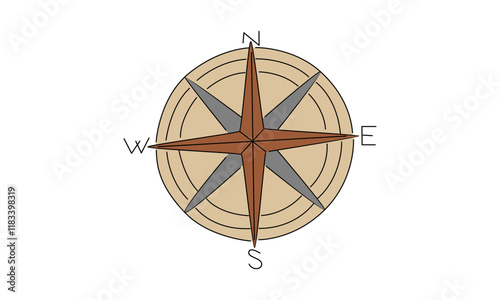 line art color of compass illustration