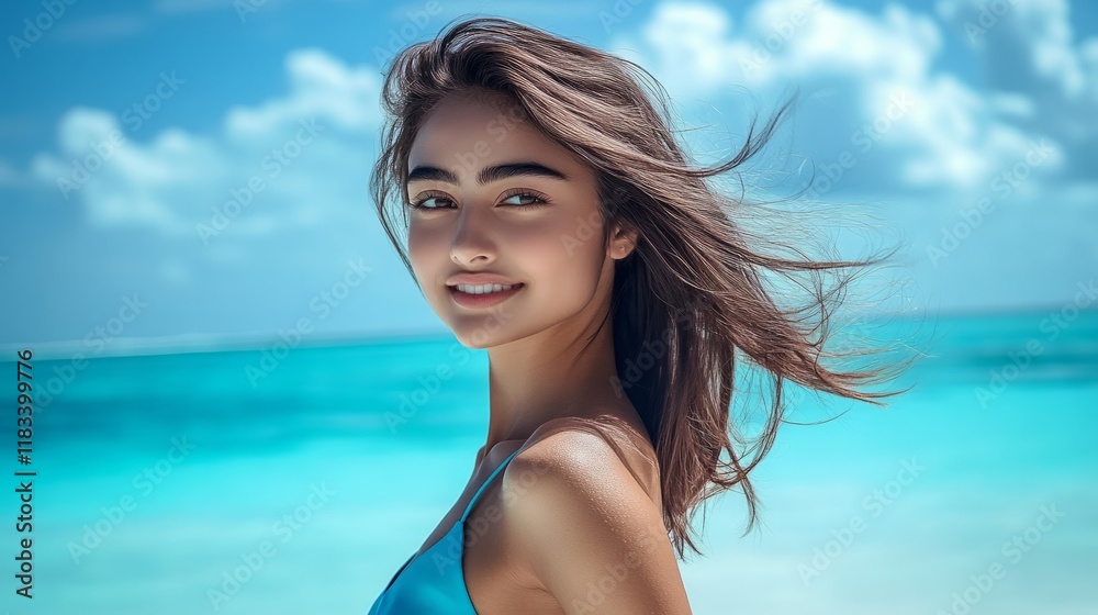 An extremely beautiful and attractive woman on the beach An extremely beautiful and attractive woman on the beach