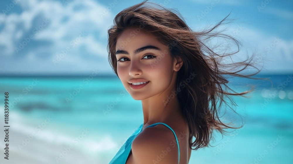 An extremely beautiful and attractive woman on the beach An extremely beautiful and attractive woman on the beach