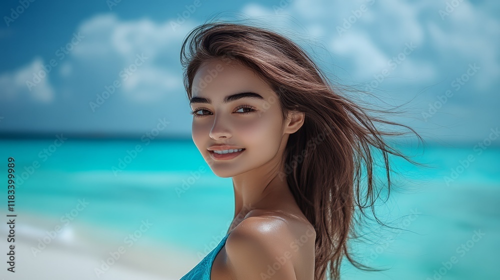 An extremely beautiful and attractive woman on the beach An extremely beautiful and attractive woman on the beach