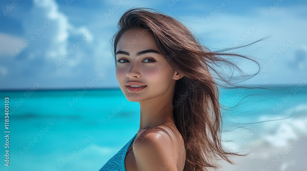 An extremely beautiful and attractive woman on the beach An extremely beautiful and attractive woman on the beach