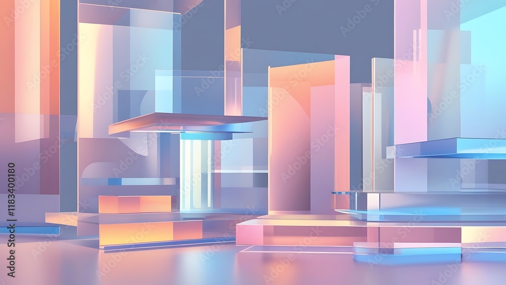Abstract Pastel Glass Geometric Structure Design Abstract Pastel Glass Geometric Structure Design