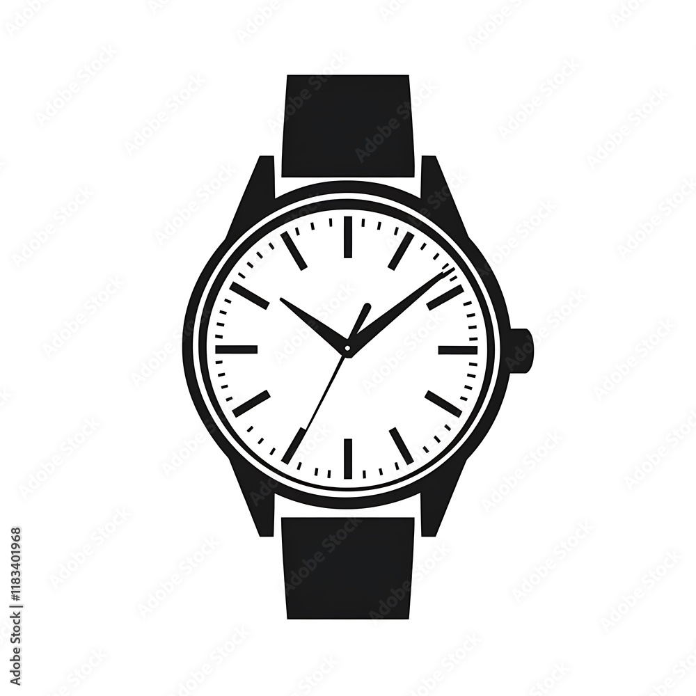 Simple black and white wristwatch icon. Simple black and white wristwatch icon.