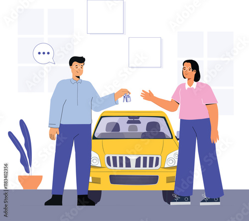 Smooth car ownership transfer illustrated for hassle-free transactions and new owners.