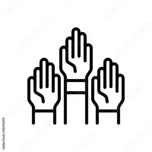 Black line icon for participate