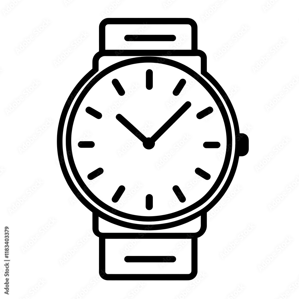 Simple black and white wristwatch icon. Simple black and white wristwatch icon.