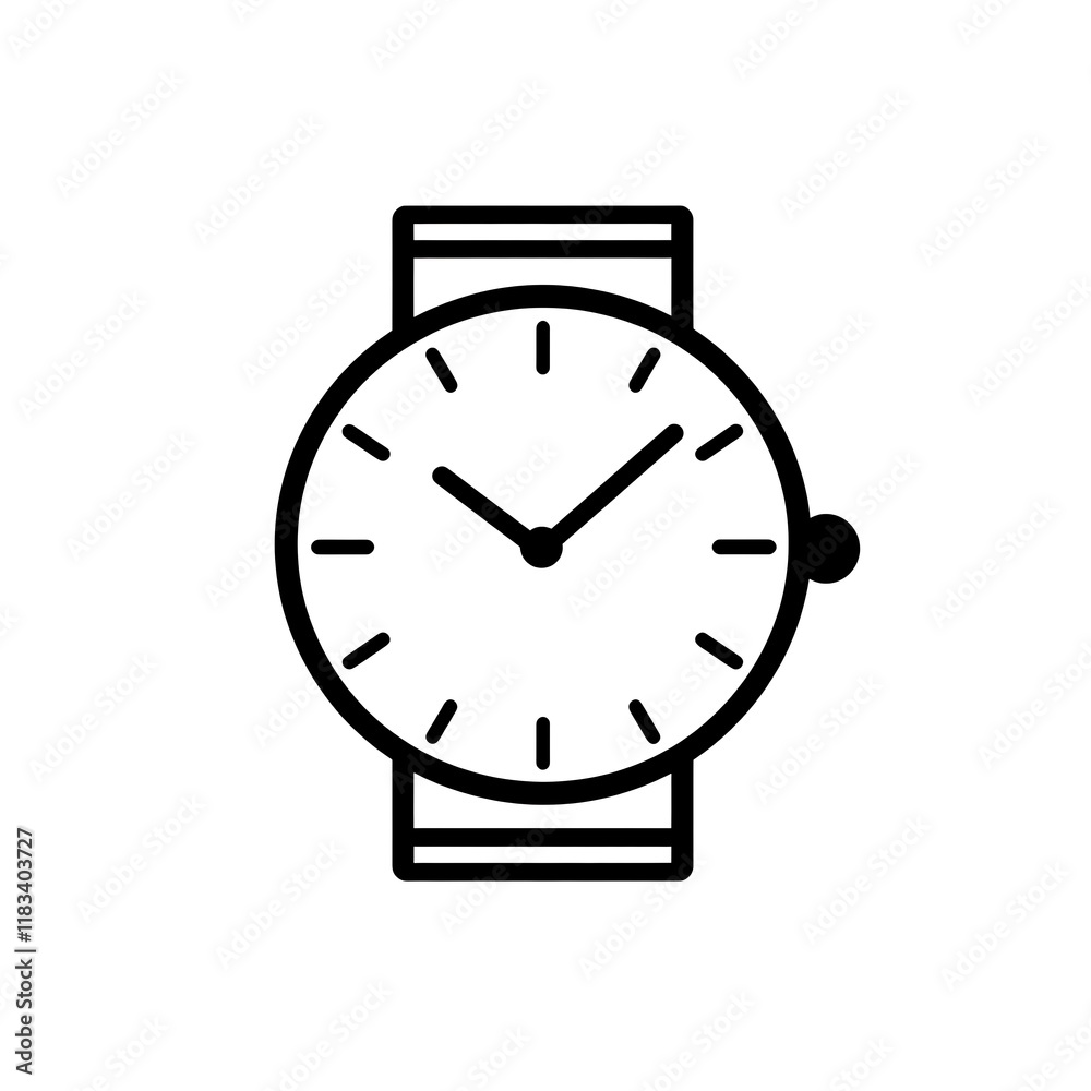 Simple black and white wristwatch icon. Simple black and white wristwatch icon.