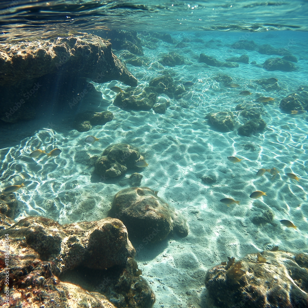 Obraz premium Underwater Scene with Lagoon Background