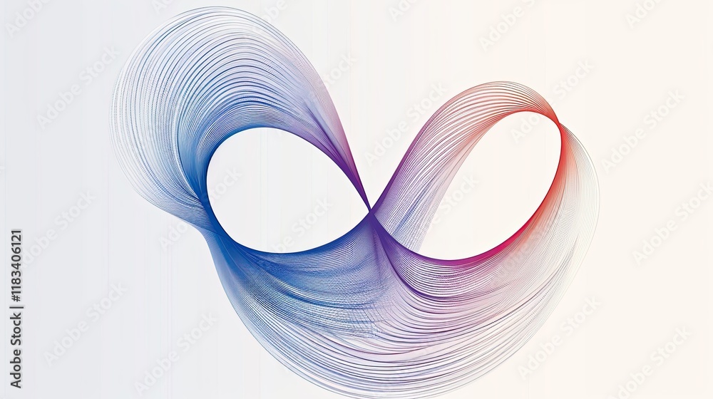 Fototapeta premium light blue color, color should be similar to #56ddfa, Simple line art with single continuous thick blue and red wavy lines on a white background