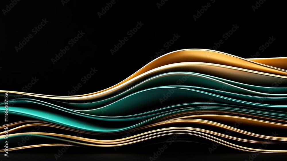 Obraz premium Layer abstract background concept. Abstract wave patterns in vibrant colors creating a dynamic visual effect.